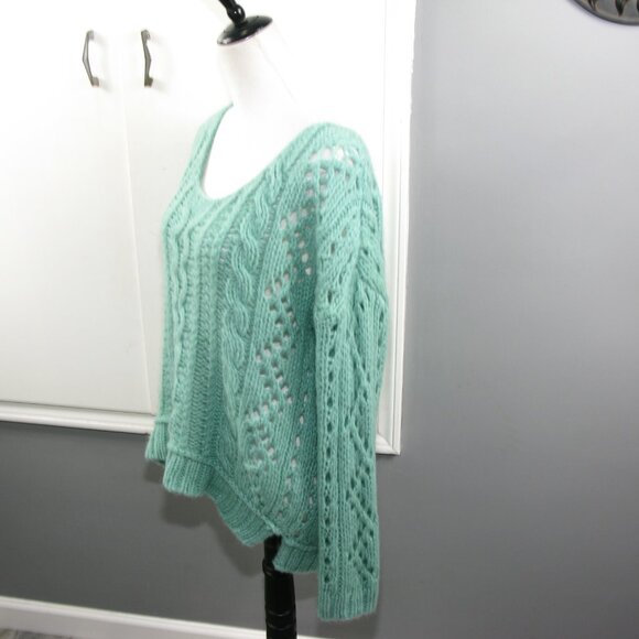 Free People Seafoam Green Open Knit Sweater Size Large - Picture 3 of 6